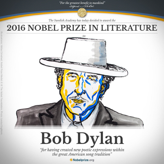2016 노벨문학상 수상자는 미국의 '음유시인' 밥 딜런