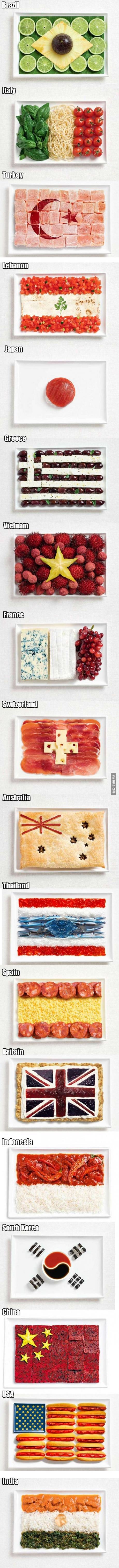 각 나라 대표 음식으로 만든 국기