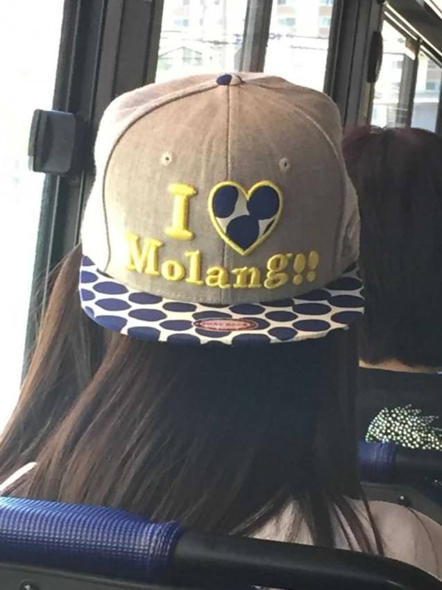 버스에서 발견한 아몰랑 모자