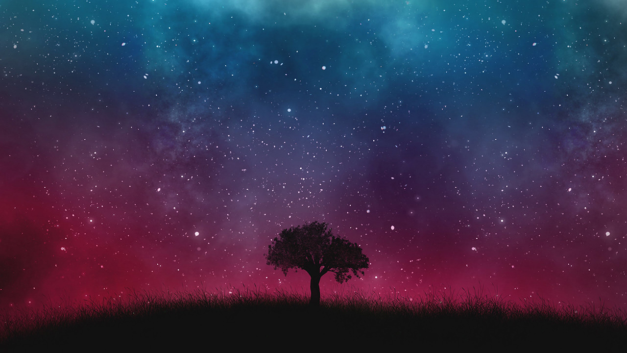 Fantasy Starry Night Lone tree