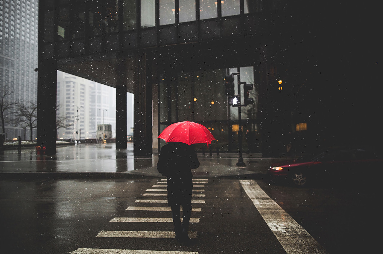 Red Umbrella Rain Person