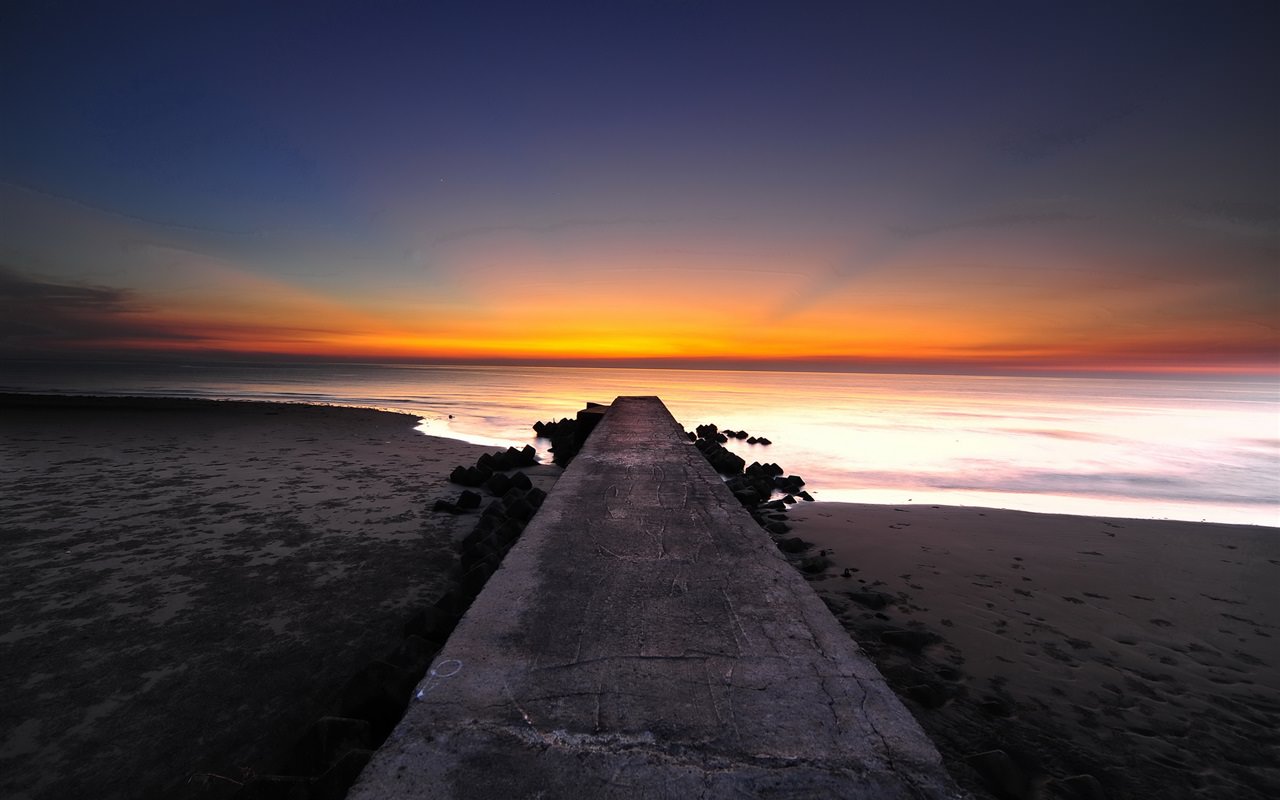 Pier Coast Beach Sunset