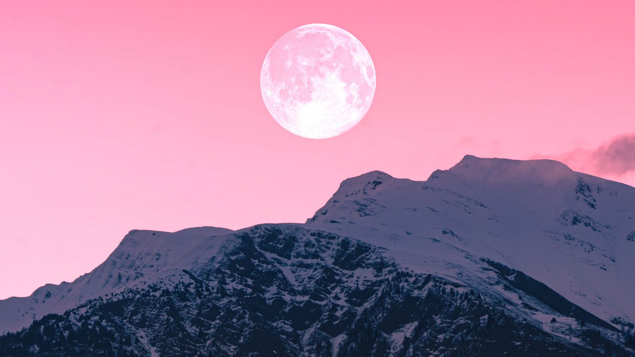 Twilight Moon Over Mountain
