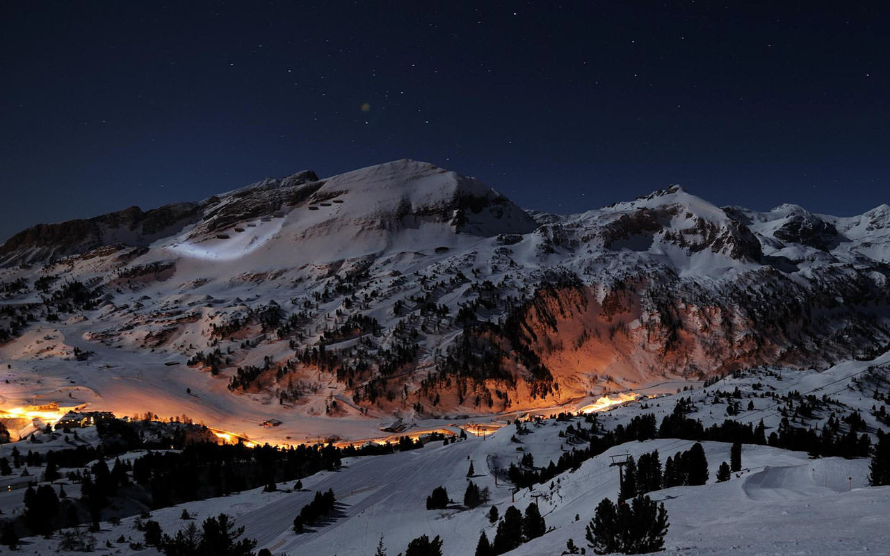 Snow Mountain at Night
