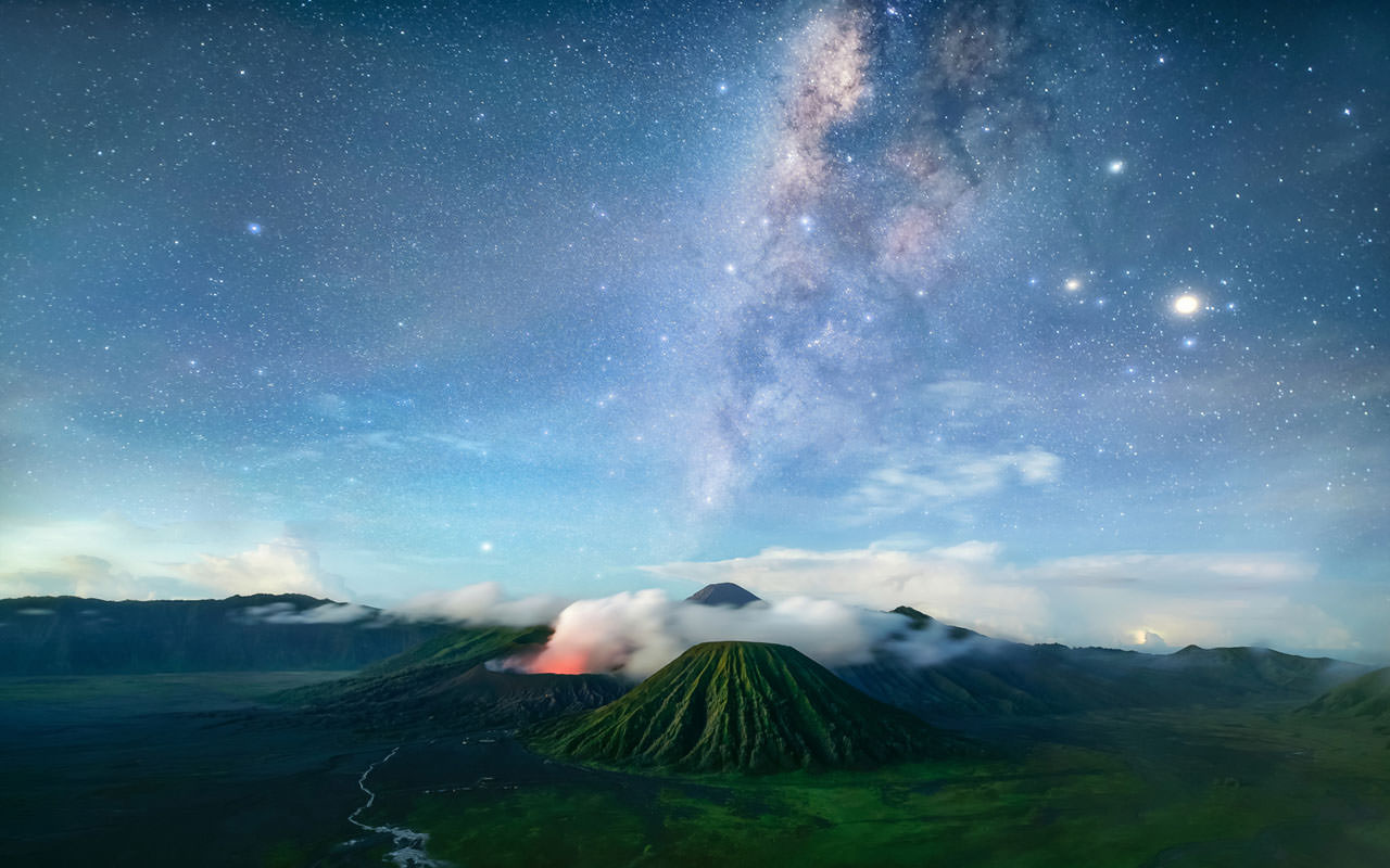 Milky Way and Volcano
