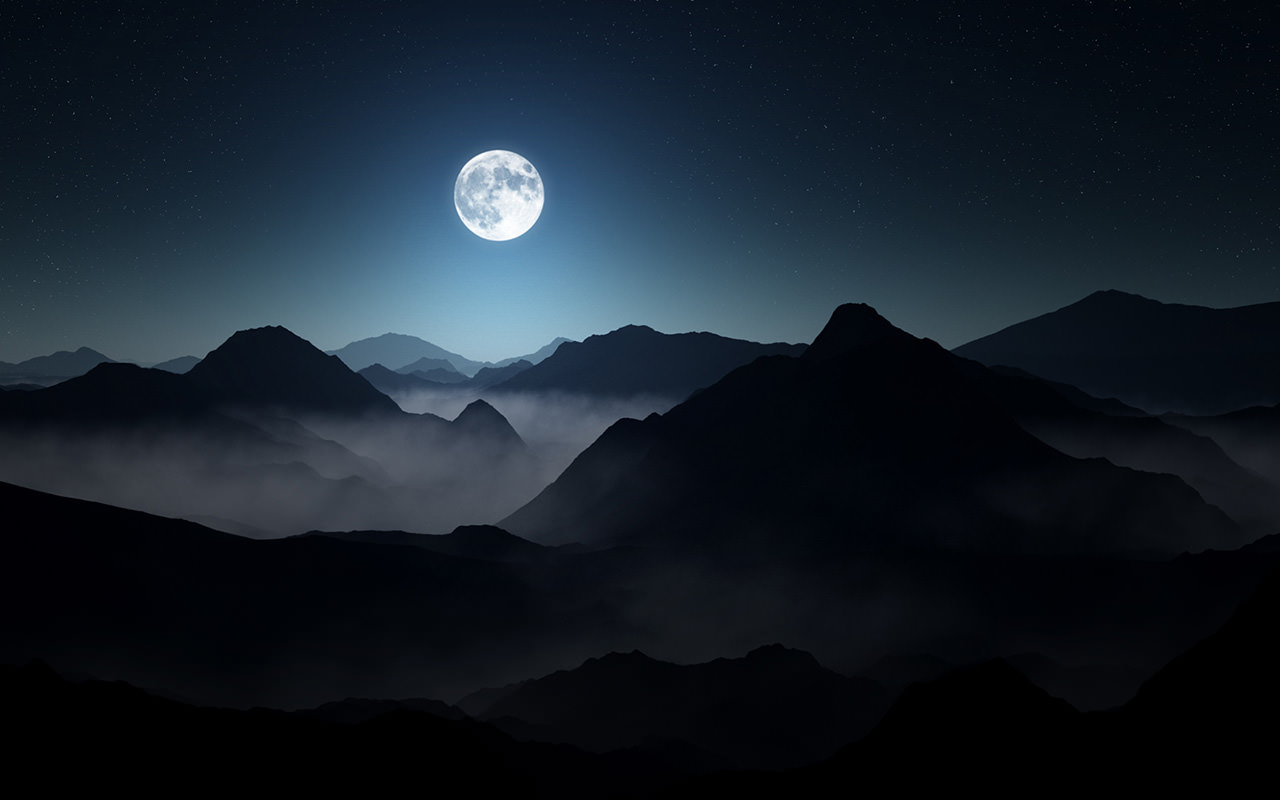 Full Moon Dark Mountains