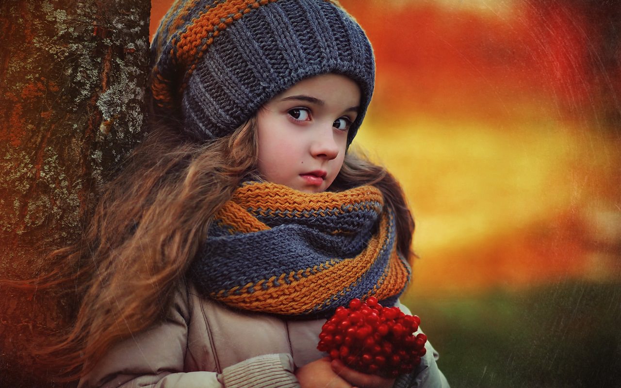 Lovely Little Western Girl in Autumn
