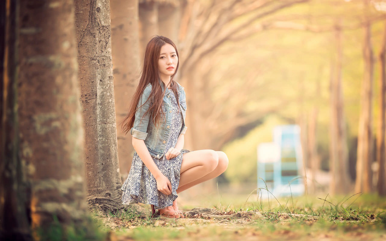 Asian Girl in the Woods