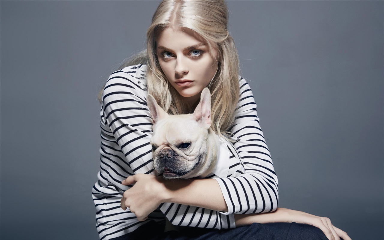Blonde Girl and French Bulldog