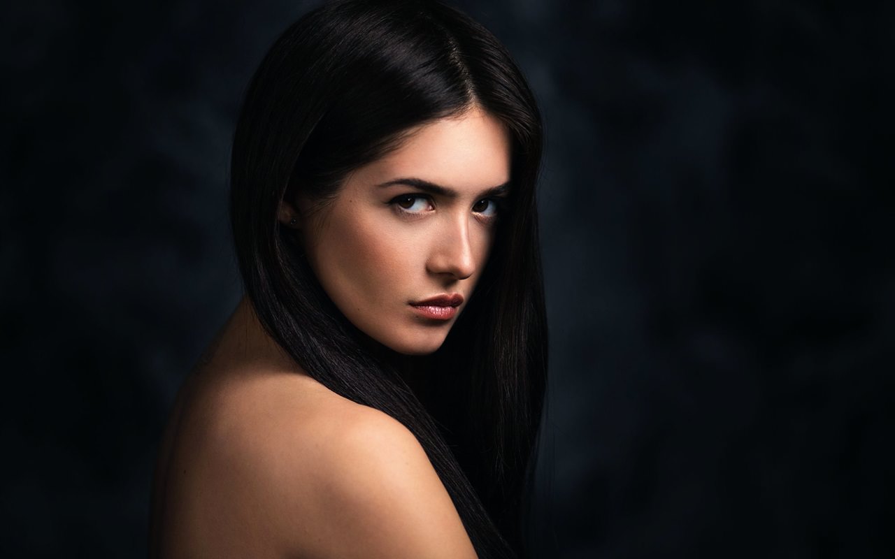 Black Hair Western Girl Portrait
