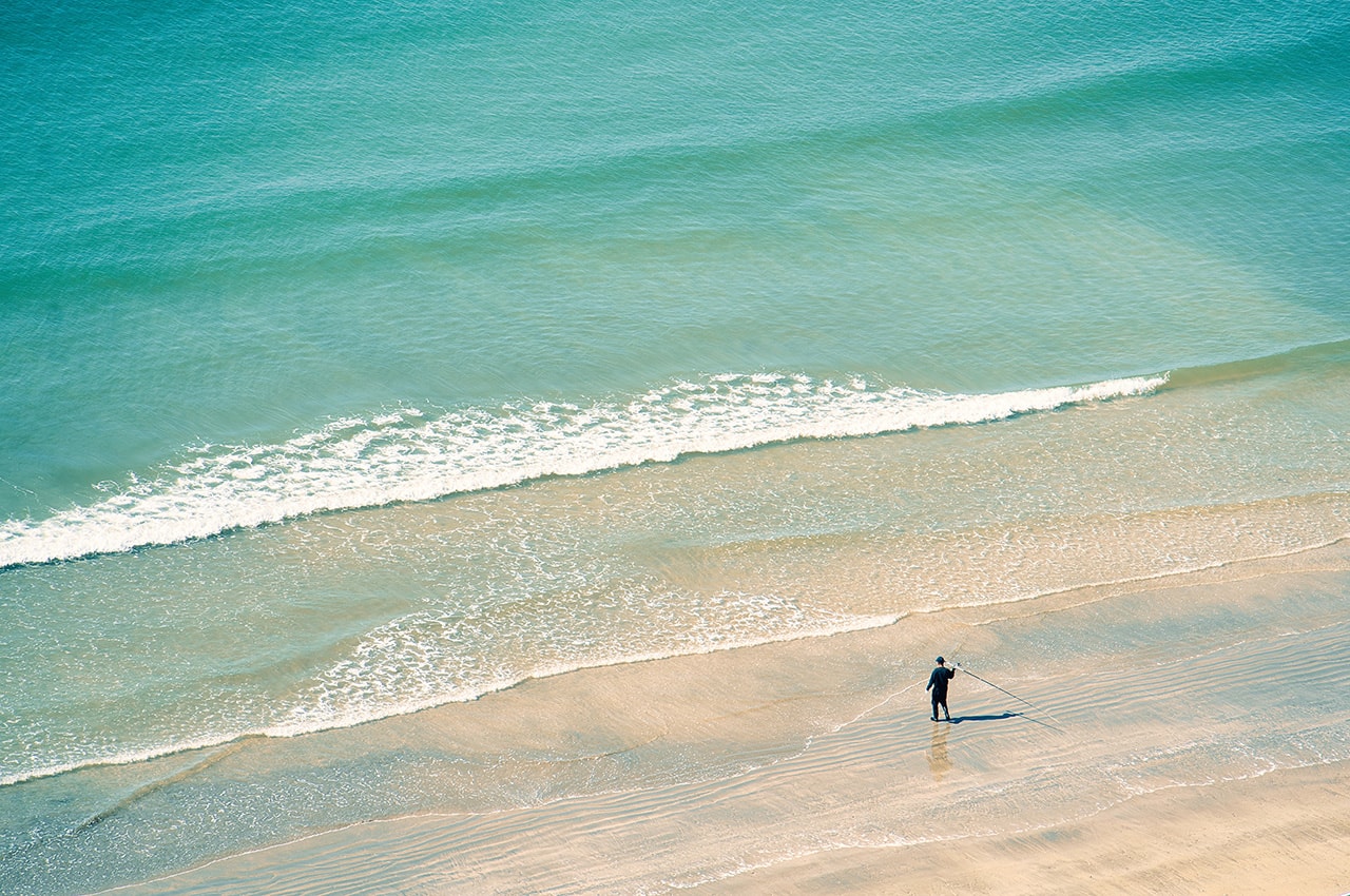 Beach Aerial View Fisherman