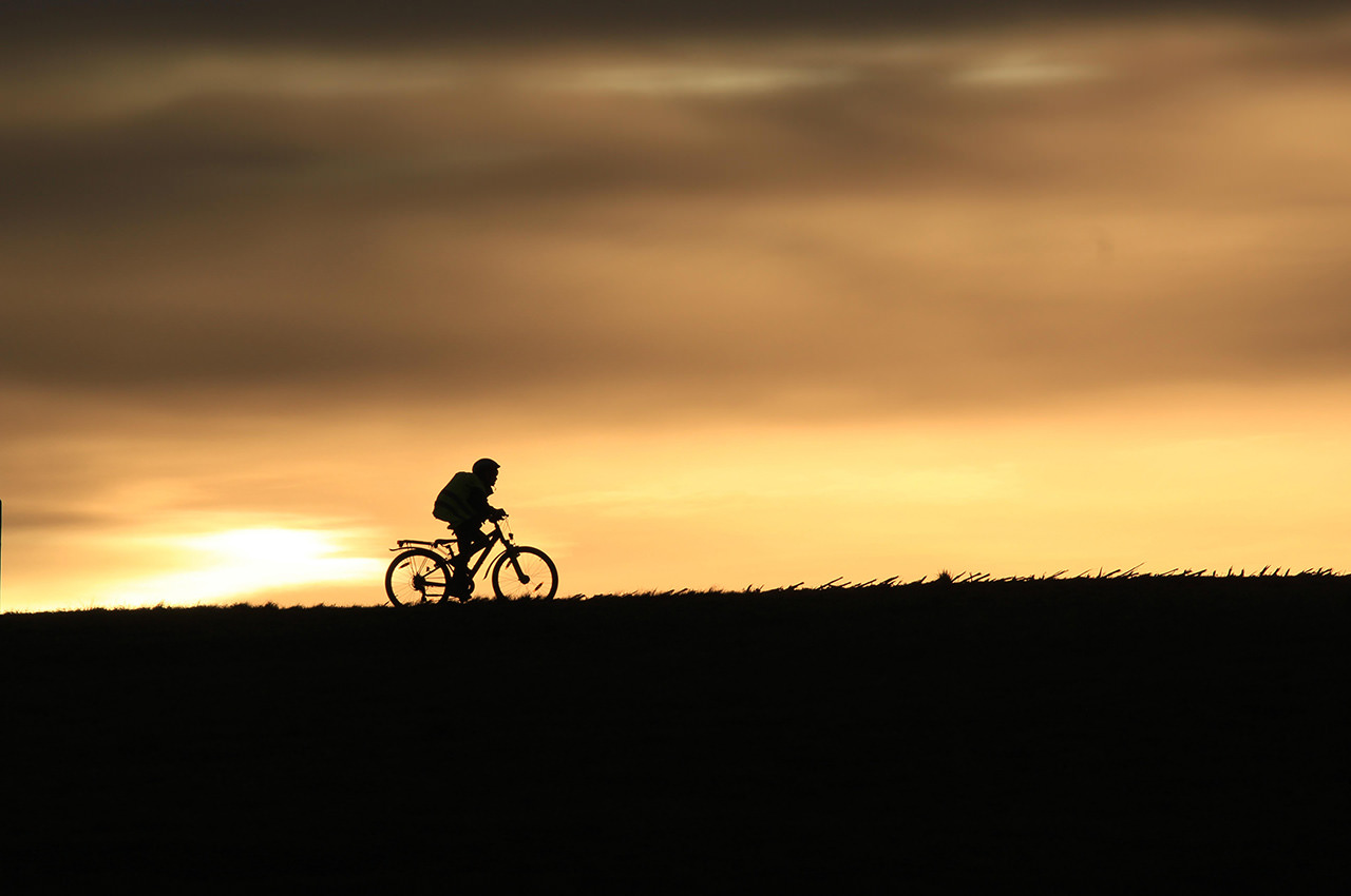 Sunset Cyclist Silhouette