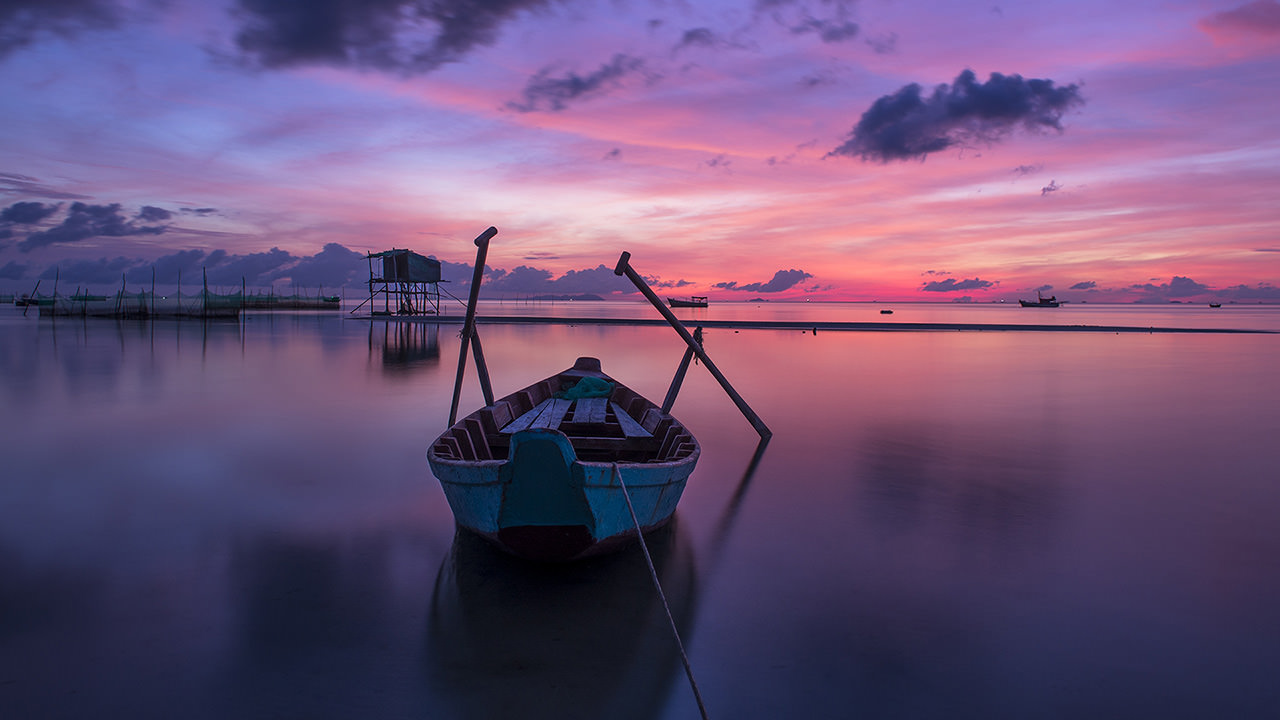 Sunset Sea Boat