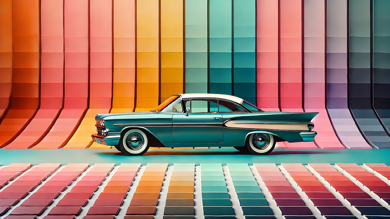 Retro Car Colorful Tiles