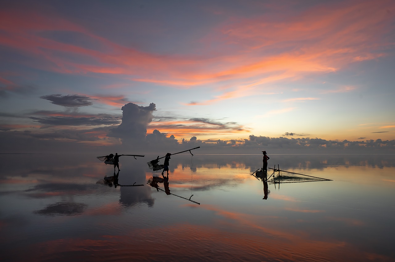 Sunset River Fishermen