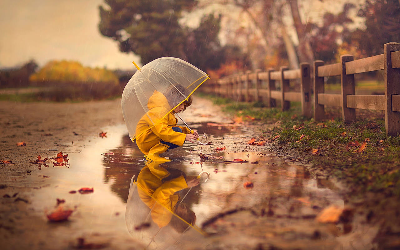 A Child on Rainy Day