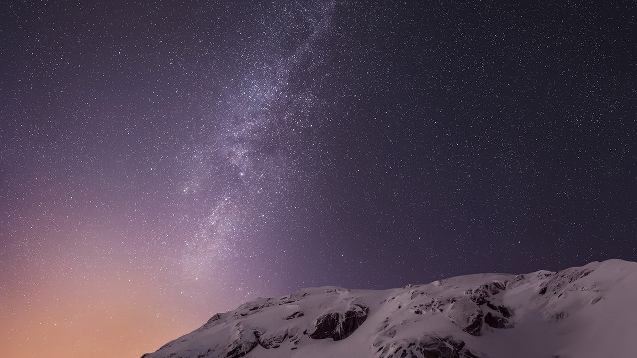 Starry Milky Way Snow-covered Mountain