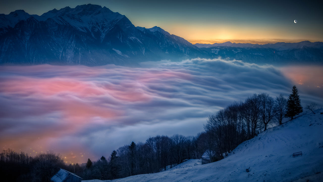 Mist Snow Mountains