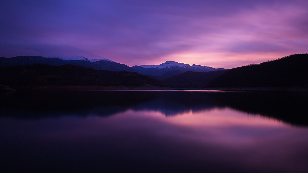 Mountain Lake Night Reflection