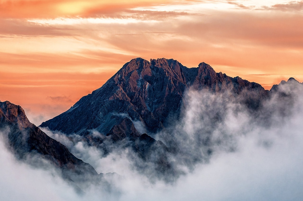Sunset Foggy Mount Kitahotaka