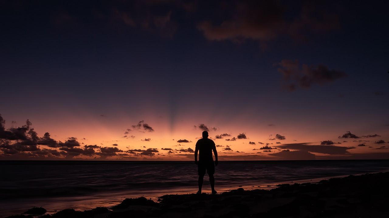Sunset Ocean Man