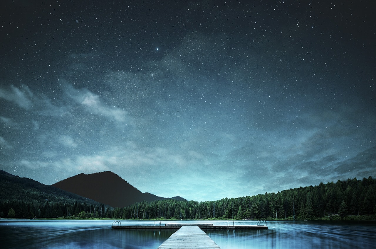 Starry Night Mountain Lake