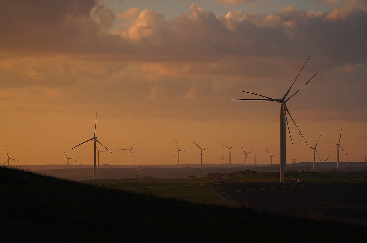 Sunset Windmill Turbines