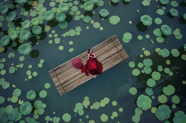 Lotus leaves Vietnam Girl