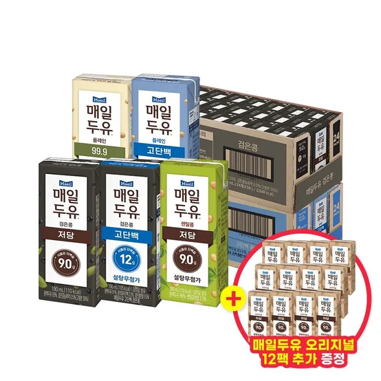 [롯데ON] 매일유업 저당두유 5종 190ml 48팩 + 오리지널 190ml 12팩 (28,070원 / 무료)