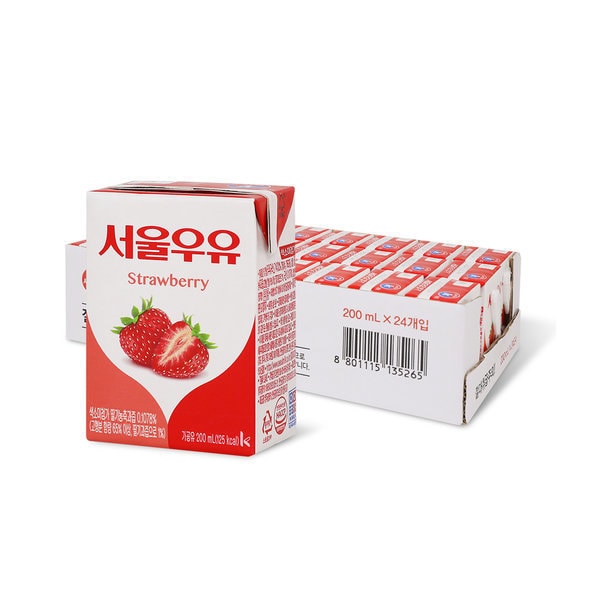 서울우유 딸기 멸균우유 200ml x 24입 (1박스) (14,900원  / 무료)