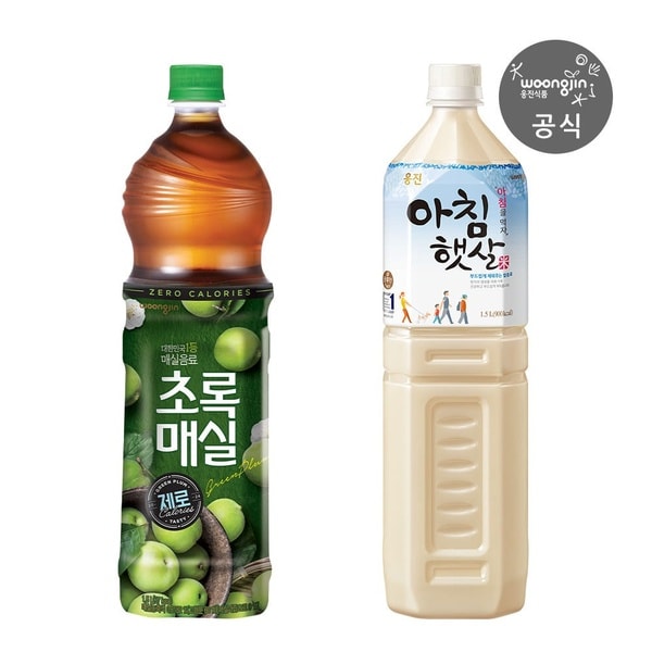[네이버플러스 스토어] 초록매실 제로 1.5L 6개+아침햇살 1.5L 6개 (18,900원 / 무료)