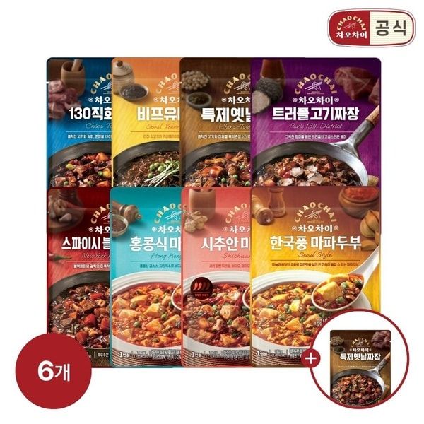 [오늘의집] 차오차이 짜장&마파두부 180g*6개 골라담기 +짜장 1개 증정 (10,824원 / 무료)