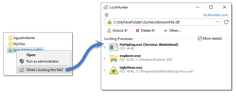 LockHunter 3.4.2 - 파일 점유 프로세스 종료 및 지워지지 않는 파일 삭제 프로그램